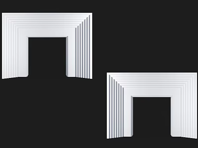 Modern White Striped Fireplace Design With Minimalist Frame For Interior Decor 3d model