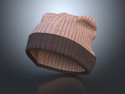 Soft Knit Striped Hat With Light Brown And Dark Brown Warm Winter Accessory 3d model