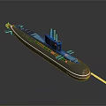 Modern Military Submarine With Black Hull Design And Periscope Tower Structure 3d model