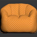 Modern Yellow Single Sofa With Soft Grid Pattern And Comfortable Design 3d model