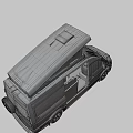 Modern Black Camper Van With Open Roof Top And Wooden Side Panel