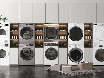 modern washing machine cabinet washer dryer 3d model