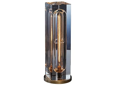 Modern Transparent Glass Table Lamp With Golden Bulb And Metal Base 3d model