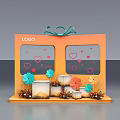 Photo Check In Spot With Orange Stand Green Bow LOGO Windows Heart Patterns White Cubes