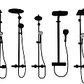 Various Modern Shower Head Systems With Handheld And Overhead Options 3d model