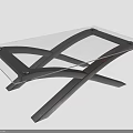 Modern Coffee Table With Transparent Glass Top And Crossed Wooden Frame Design