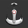 Modern White VR Headset With Blue Lenses And Adjustable Straps