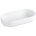 White Oval Ceramic Washbasin With Modern Sleek Minimalist Bathroom Design