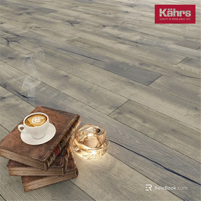 Rustic Wooden Floor With Stacked Old Books Coffee Cup And Candle Holder 3d model 