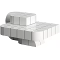 Modern Geometric Coffee Table With White Cube And Curved Blocks Unique Structure