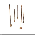Wooden Decorative Pillars With Various Heights And Ornate Tops For Scene Design