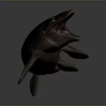 Prehistoric Marine Reptile 3D Model With Open Mouth And Streamlined Body Fins