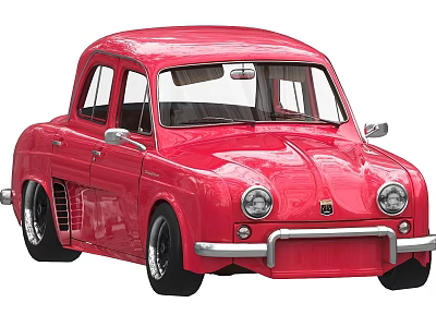 Red Vintage Classic Car With Retro Design Shiny Exterior And Old Model 3d model