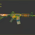Modern Tactical Assault Rifle With Yellow Blue And Beige Stripes Detailed Stylish Firearm Design