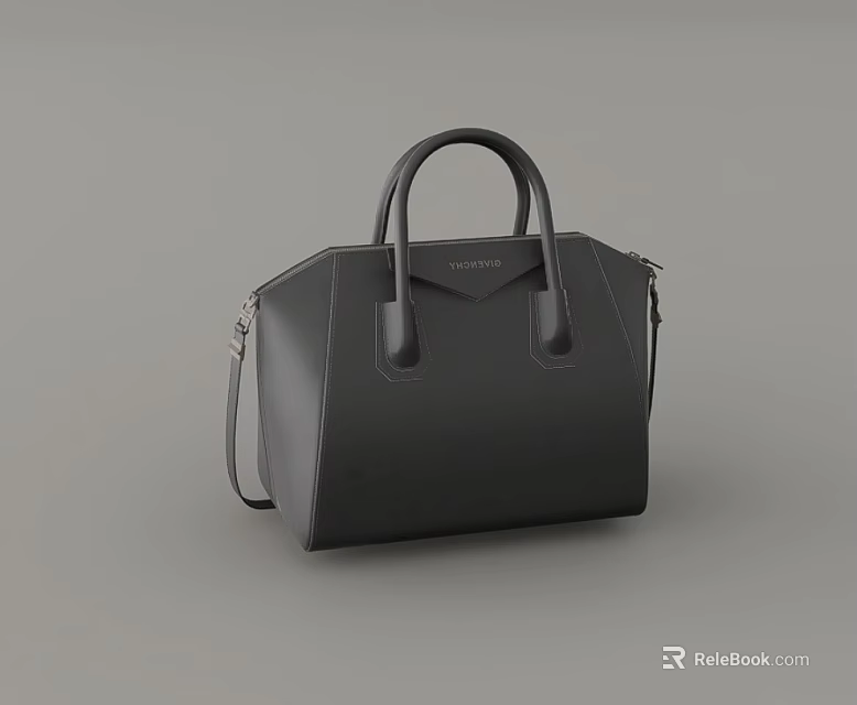 Black Leather Handbag With Top Handle And Adjustable Shoulder Strap In Sleek Modern Design 3d model 