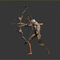 Dynamic Female Archer Sculpture In Action Pose With Decorative Bow And Arrow