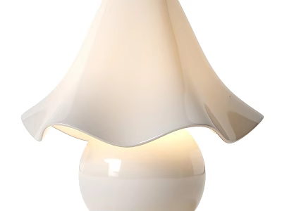 White Ceramic Table Lamp With Petal Shaped Shade And Warm Glow Light 3d model