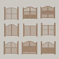 Different Decorative Wooden Doors With Intricate Grid And Panel Designs 3d model