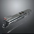 Modern Silver Streamlined Train With Red Headlights And Roof Details On Dark Background