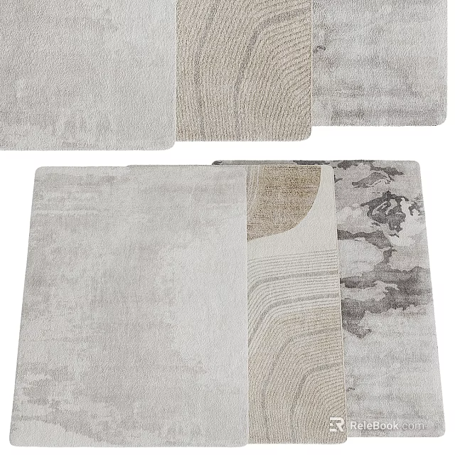 Modern Square Rugs With Neutral Tones And Textured Patterns For Home Decor 3d model