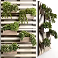 Living Plant Wall Design With Wooden Planters And Various Green Plants For Indoor Home Decor
