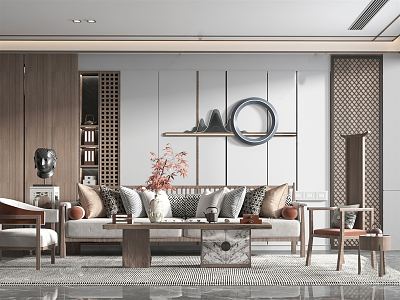 New Chinese Living Room Zen Home Living Room 3d model