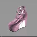 Pink Platform Wedge High Heels With Strappy Design And Decorative Cutouts