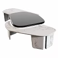 Modern Unique Shape Coffee Table With White Marble Surface And Black Top Design 3d model