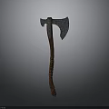 Medieval Battle Axe With Metal Head And Wooden Textured Handle