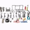 Complete Home Gym Equipment Set With Dumbbells Treadmill Punching Bag And Exercise Ball