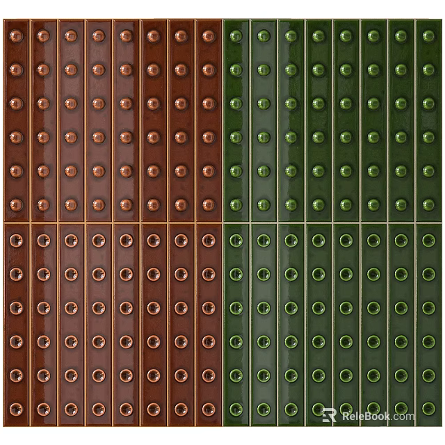 Modern Wall Decor With Raised Brown And Green Circular Dots In Grid Pattern 3d model