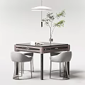 Modern Entertainment Table With Dark Surface Drawers Gray Chairs And Tabletop Vase Book