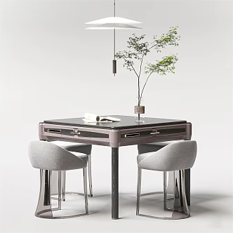 Modern Mahjong Table and Chair Glass Mahjong Table and Chair Chess and Cards Table and Chair Combination Mahjong Casual Table and Chair Combination Square Table for Four 3d model