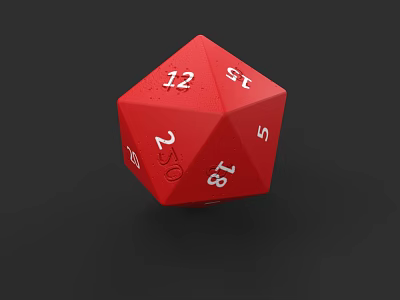 Red Polyhedral Dice With Numbers 12 20 18 10 6 On Black Background 3d model