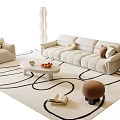 Modern Sofa Coffee Table Combination Lazy Sofa Green Planting Floor Lamp Fruit Side Table 3d model