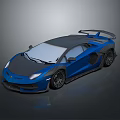 Blue Supercar With Black Roof And Rear Spoiler Sleek Sporty Exterior Design
