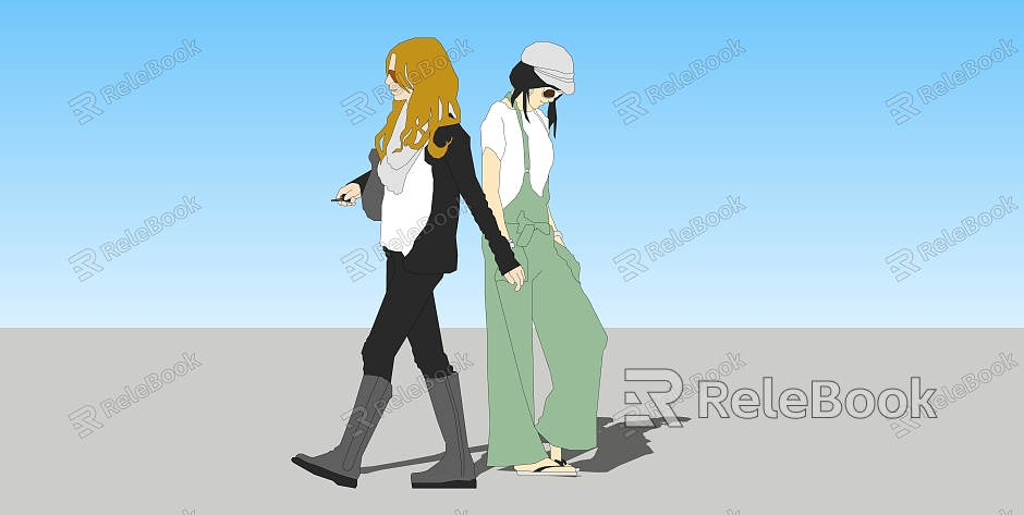 Fashion character background 2D character standing woman model