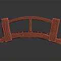 Wooden Small Bridge Model With Carved Railings And Textured Planks