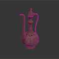 Vintage Copper Pitcher as Traditional Household Item with Ornate Design and Curved Spout