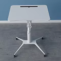 Modern White Adjustable Functional Desk With Square Top And Mobile Wheels 3d model