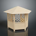 Wooden Hexagonal Gazebo With Lattice Windows And Sloped Roof Simple Outdoor Structure