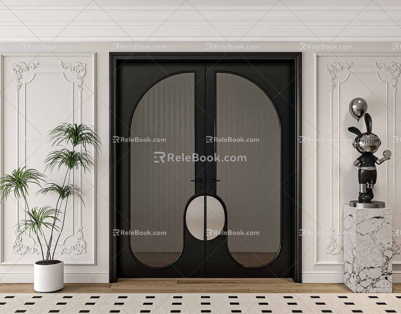 French retro double door 3d model