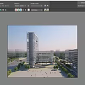 Modern Multi Storey Office Building With Glass Facade And Greenery Surroundings 3d model