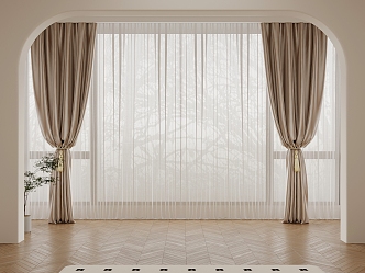 modern curtain gauze curtain 3d model