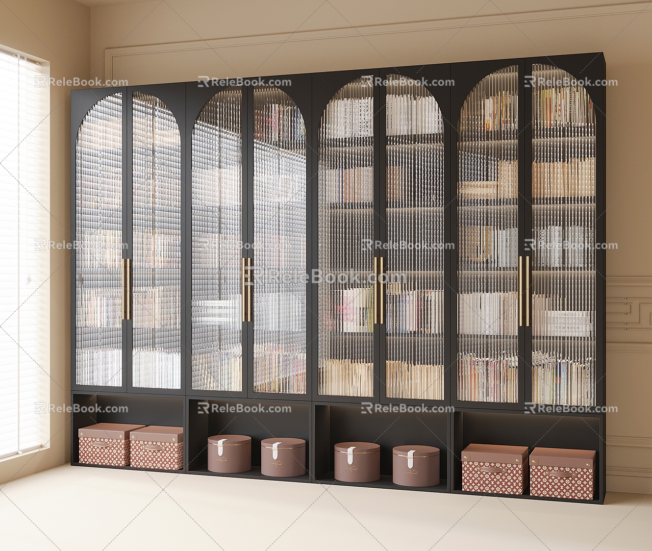 French Bookcase Bookcase Ornaments Books Books 3d model