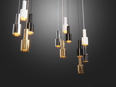 Modern Minimalist Pendant Lights With Black Gold White Hues And Warm Illumination 3d model