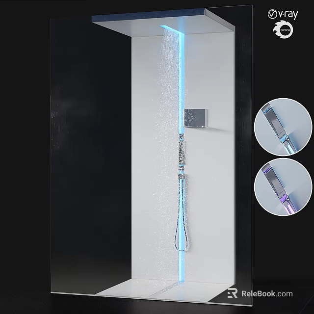Contemporary Shower Sauna System With Rainfall Sprayer Control Panel And Handheld Shower Head 3d model 
