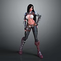 Confident Female Warrior Character In Leather Armor With Metal Accents And Long Hair