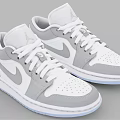 White Gray Air Jordan Low Top Shoes with Nike Swoosh Jumpman Logo Light Blue Sole