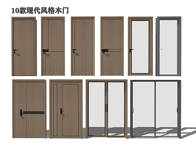 10 Modern Style Wooden Hinged Doors with Diverse Designs and Finishes 3d model